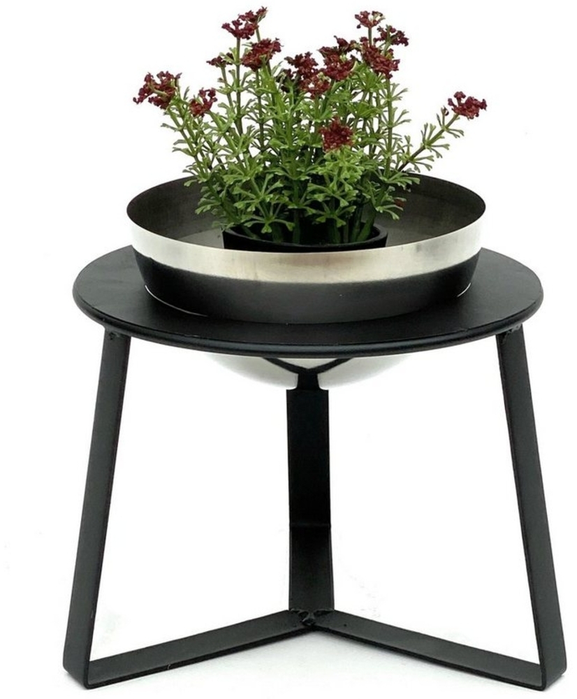 DanDiBo Blumenständer Metall mit Topf Schwarz Silber 18 cm - 34 cm Blumenhocker 96091, Blumensäule Modern Pflanzenständer Pflanzenhocker Bild 1