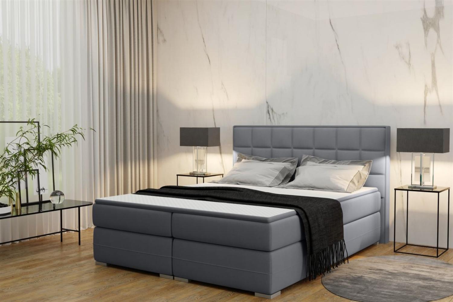 Boxspringbett PRATO Stoff Grau 180x200cm Bild 1