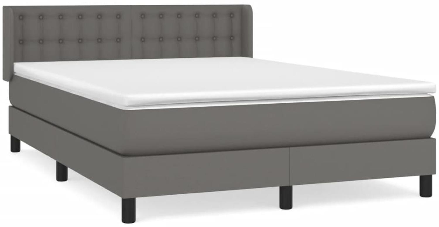 vidaXL Boxspringbett mit Matratze Grau 140x190 cm Kunstleder 3130779 Bild 1