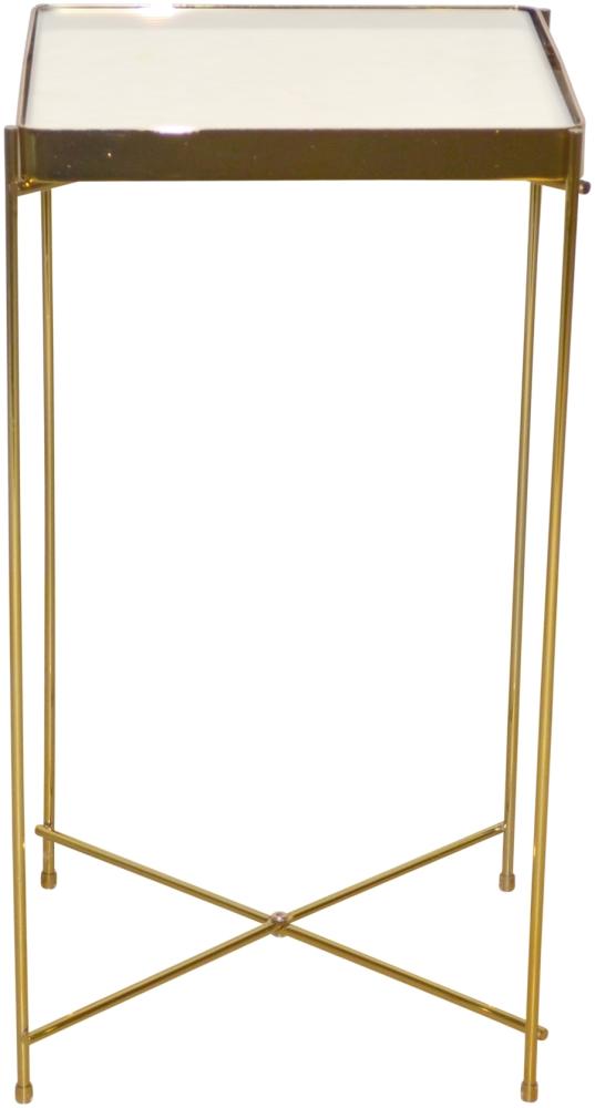 Beistelltisch "Selly" 60cm hoch, aus Metall mit Spiegelglasplatte, gold Bild 1