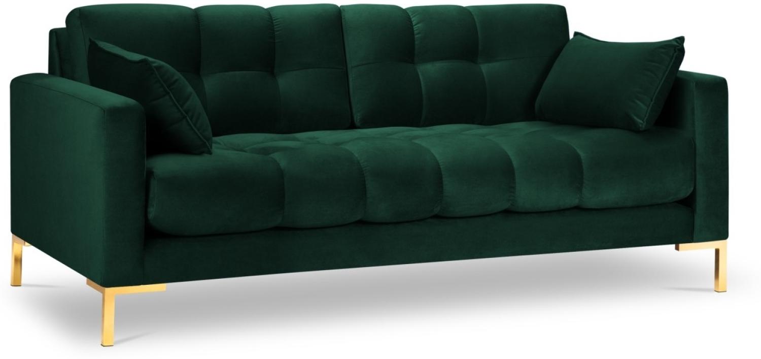 Micadoni 3-Sitzer Samtstoff Sofa Mamaia | Bezug Bottle Green | Beinfarbe Gold Metal Bild 1