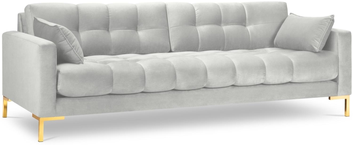 Micadoni 4-Sitzer Samtstoff Sofa Mamaia | Bezug Silver | Beinfarbe Gold Metal Bild 1