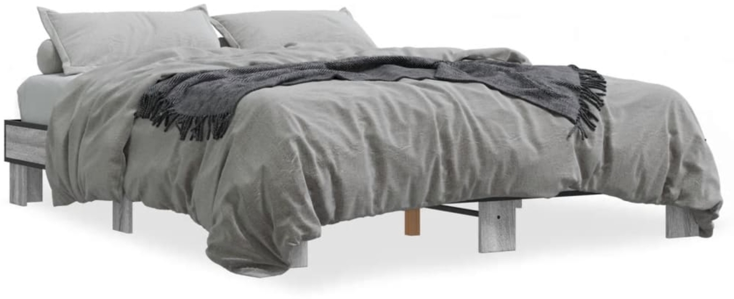 vidaXL Bettgestell Grau Sonoma 150x200 cm Holzwerkstoff und Metall 3280235 Bild 1