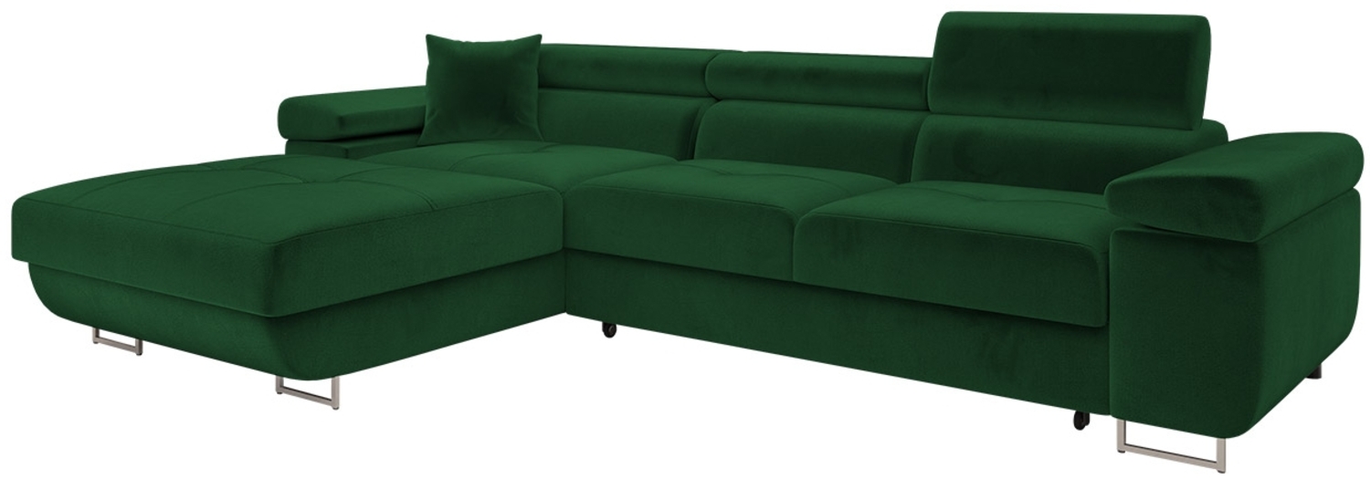 Ecksofa Torezio Mini mit Bettkasten, Schlaffunktion und Einstellbare Kopfstützen (Farbe: Manila 35, Seite: Links) Bild 1