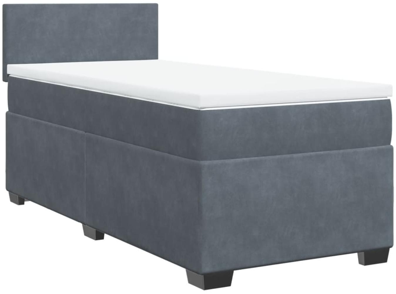 vidaXL Boxspringbett mit Matratze Dunkelgrau 90x190 cm Samt 3286181 Bild 1