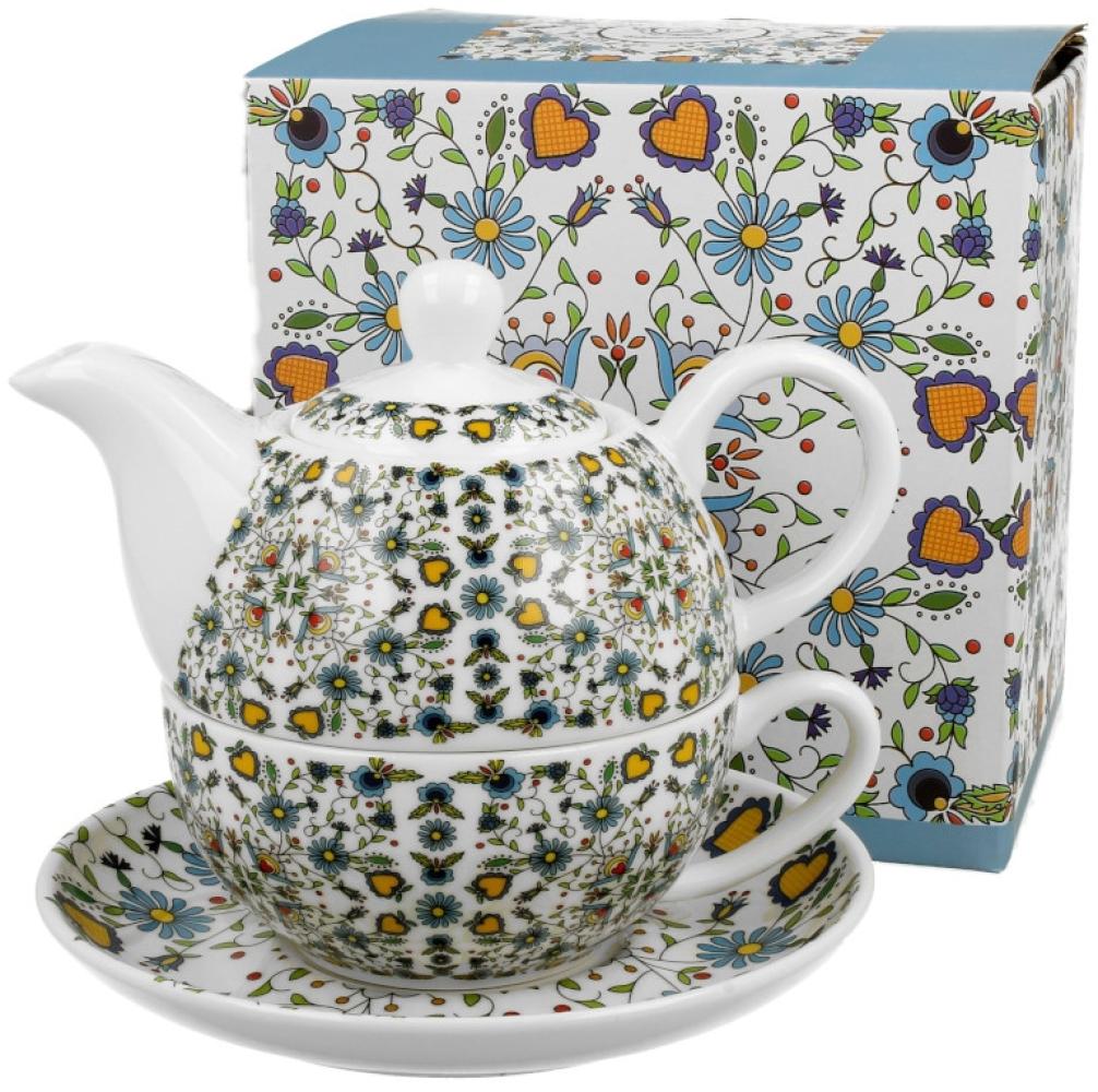 DUO ETNO Tasse mit Teekanne KASHUBIAN New Bone China Porzellan Bild 1