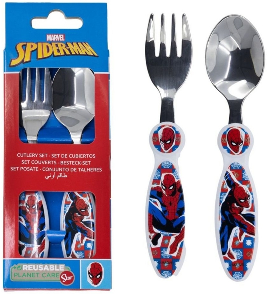 Spiderman Kinderbesteck Kinder Besteck-Set Marvel Spider-Man 2-teilig Gabel und Löffel (2-tlg) Bild 1