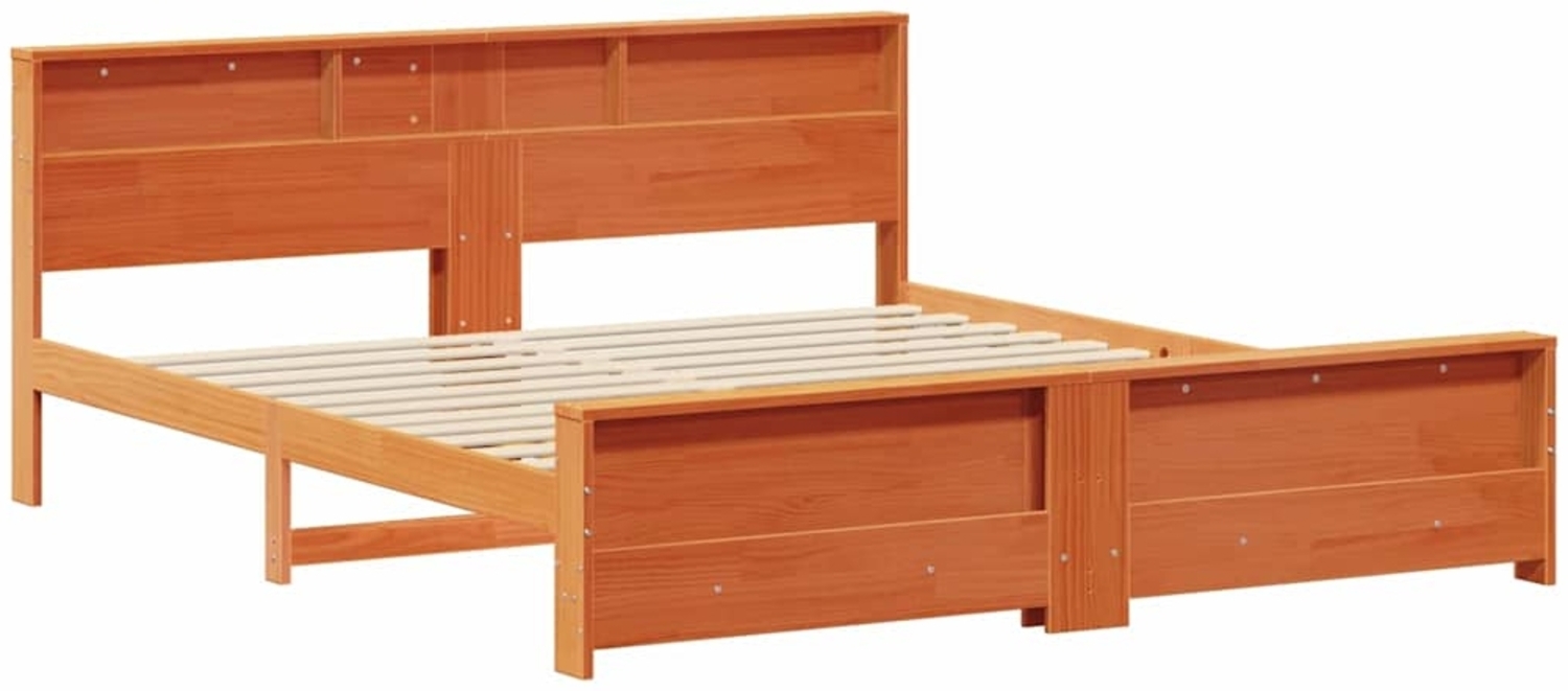 vidaXL Bettrahmen mit Kopfteil Wachsbraun 200 x 200 cm Holzwerkstoff 3394215 Bild 1