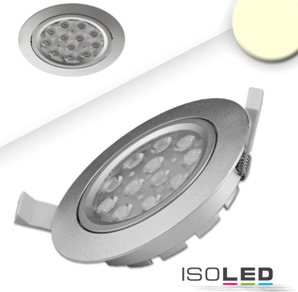 ISOLED LED Einbaustrahler, silber, 15W, 72°, rund, warmweiß, dimmbar Bild 1