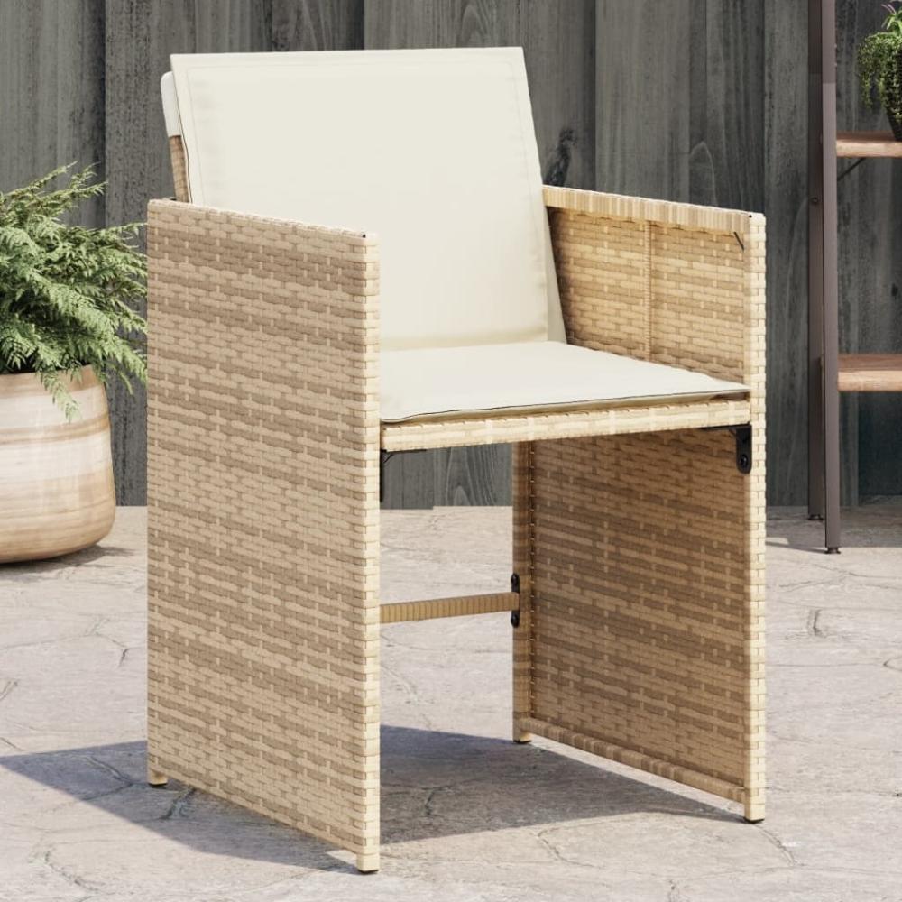 vidaXL Gartenstühle mit Kissen 4 Stk. Beige Poly Rattan 4007459 Bild 1