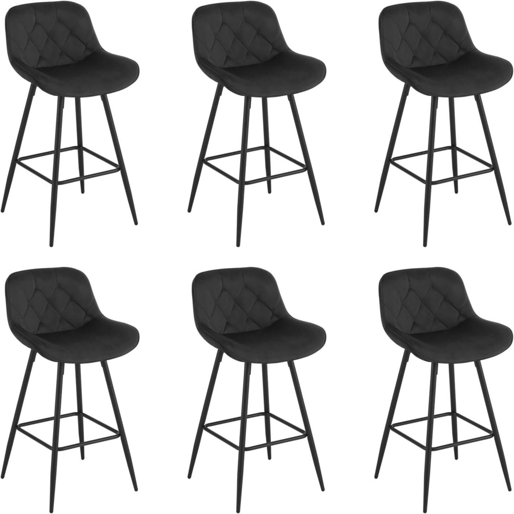 EUGAD Barhocker (6 St), Samt Barstühle, ergonomisch, mit Metallbeinen, Fußstütze Bild 1