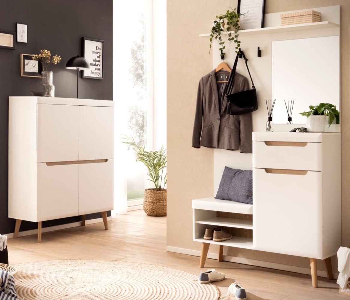 Garderobe Set 2-tlg. Isgard in weiß und Eiche 227 cm Bild 1