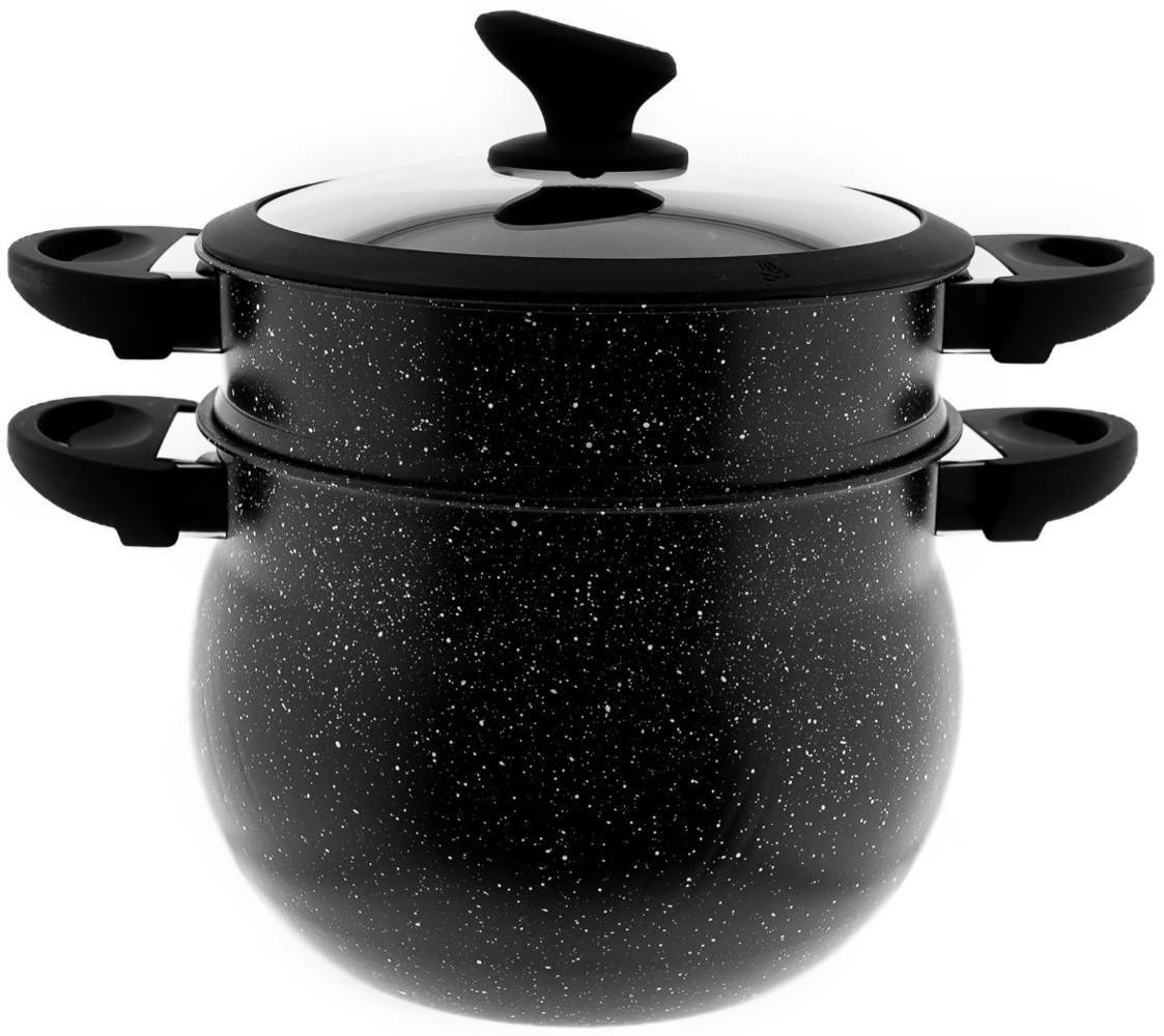 3 in 1 Kochtopf, Marmorbeschichteter Dampfgarer, Couscoussier, 12 Liter Bild 1