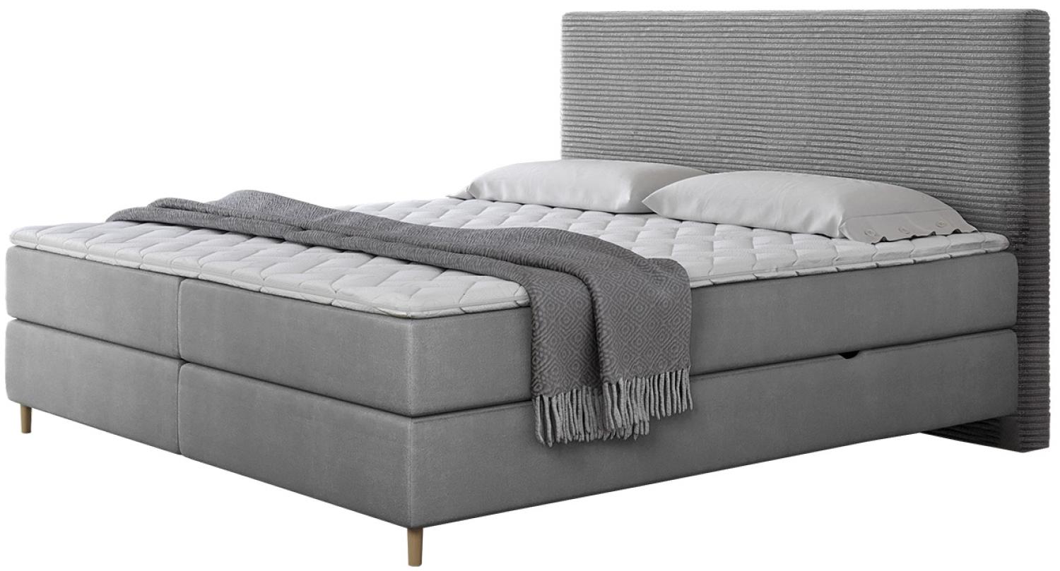 Boxspringbett Lorenka Cord, Grau, 160 x 200 cm Bild 1