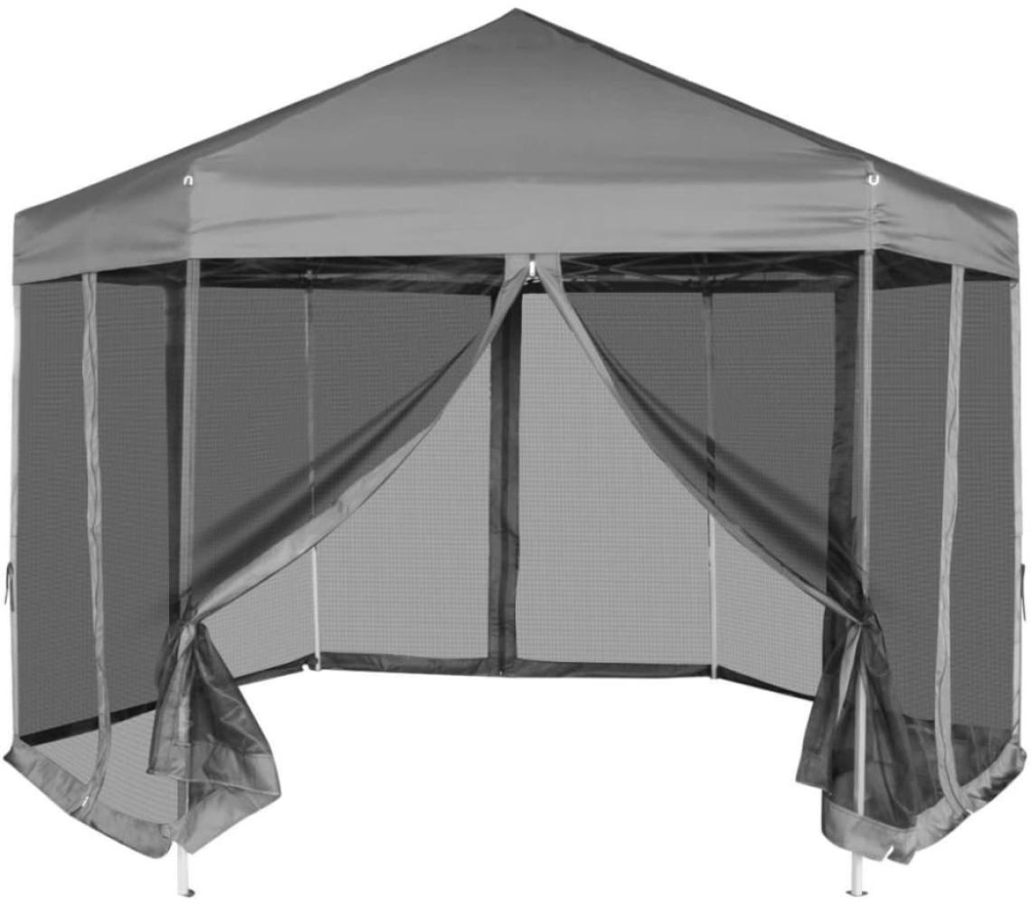 vidaXL Hexagonal Pop-Up Zelt mit 6 Seitenwänden Grau 3,6x3,1 m 42111 Bild 1