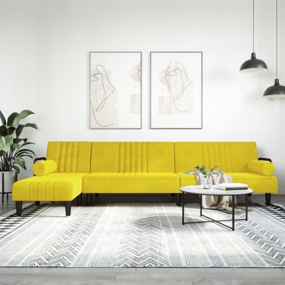 Schlafsofa in L-Form Gelb 260 x 140 x 70 cm Samt (Farbe: Gelb) Bild 1