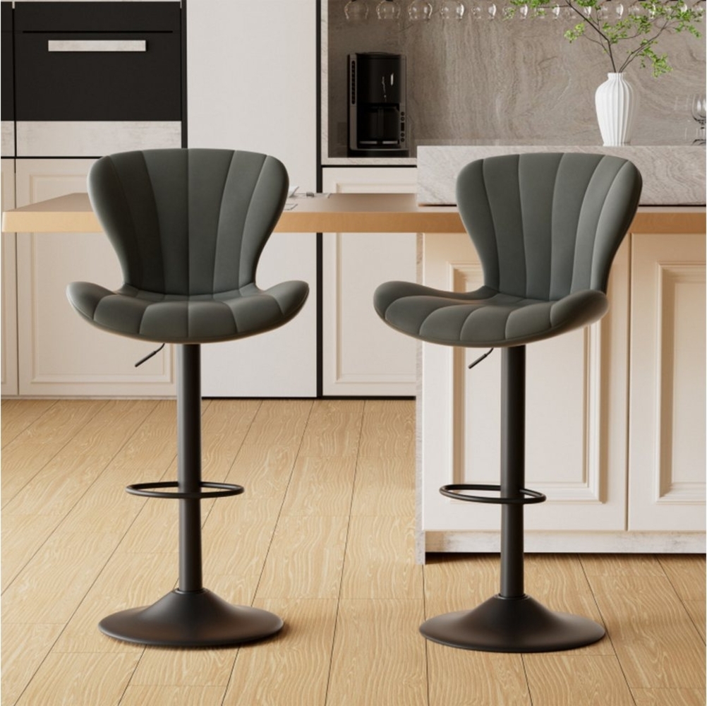 HawthyHome Barhocker 2er Set, Barstühle Drehstühle Küchenstühle mit Fußstütze, PU-Leder (2 St), Drehbar, Höhenverstellbar Bild 1