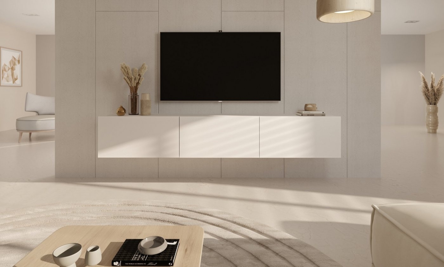 Bjird Lowboard TV-Schrank "Dallas" Hängendes TV-Board mit Push-to-Open Fronten 180 cm, Modernes TV-Möbel mit Kabeldurchlass und Soft-Close-System Bild 1