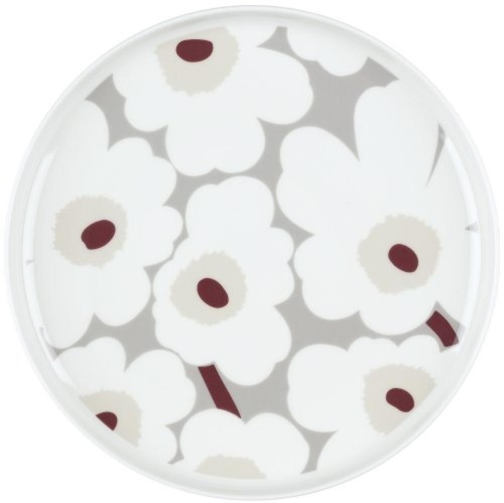 Marimekko Teller Oiva Unikko White Light Grey Red Yellow (25cm) Bild 1