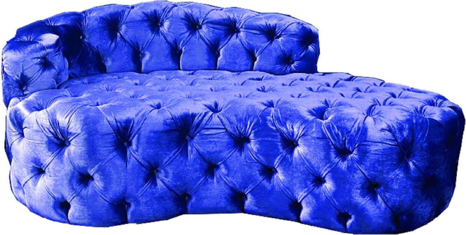 Casa Padrino Luxus Chesterfield Samt Chaiselongue Blau Bild 1