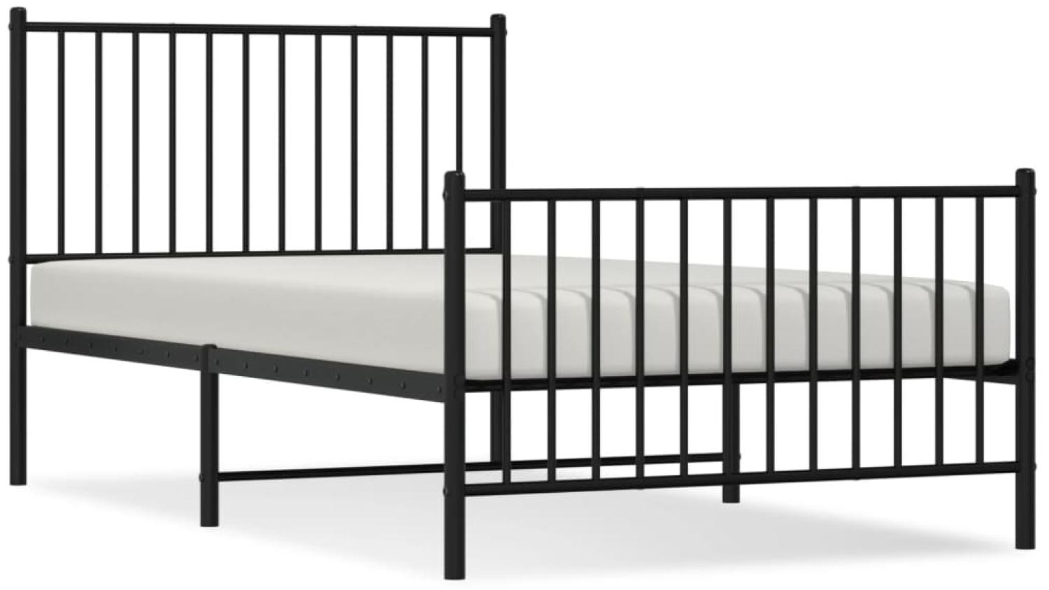 vidaXL Bettgestell mit Kopf- und Fußteil Metall Schwarz 100x190 cm 350876 Bild 1