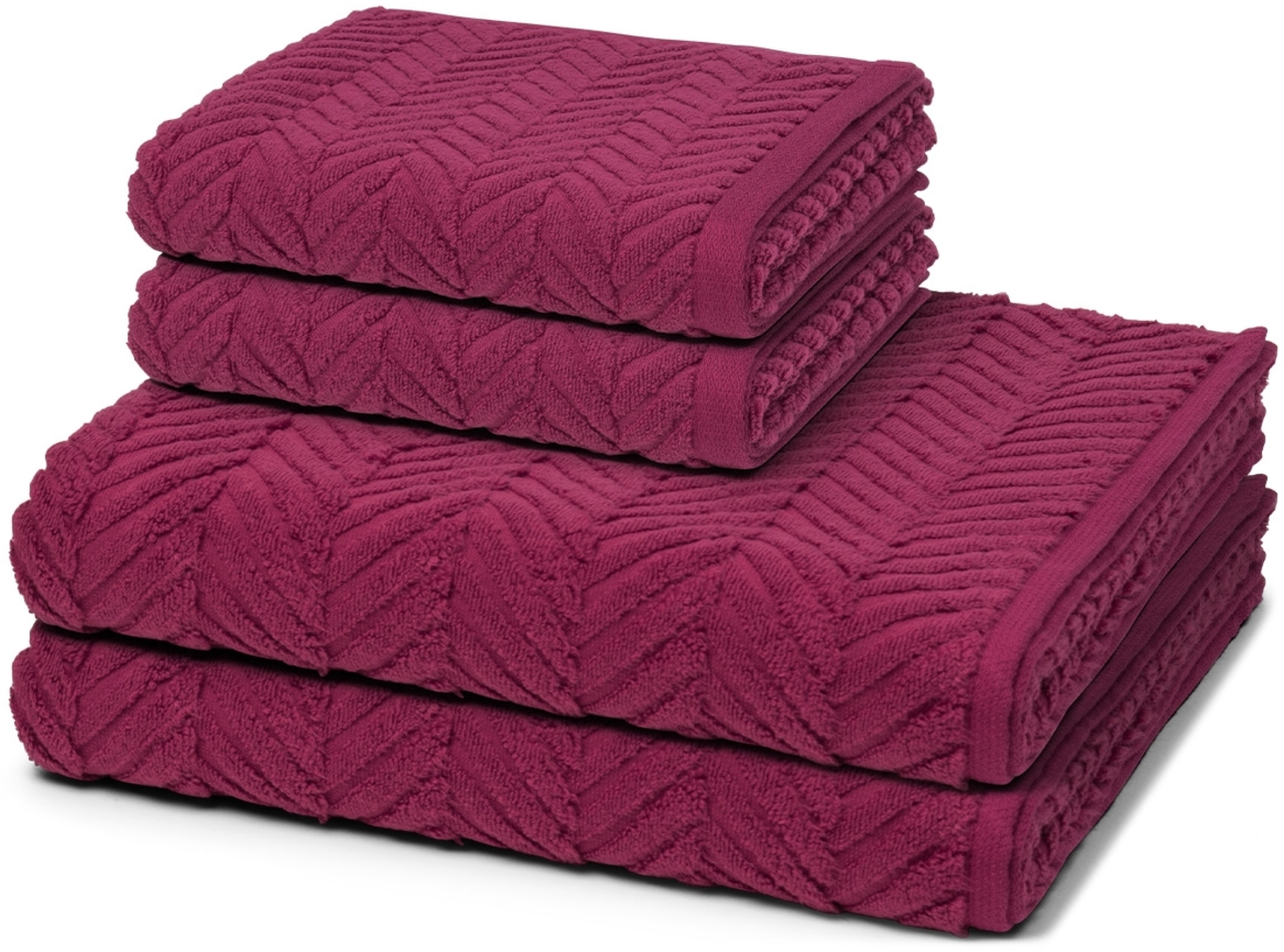Ross Sensual Skin Zopf 4 tlg. Frottier-Set - 2 X Handtuch (50 X 100cm), 2 X Duschtuch (75 X 140cm) - 500 g/m2 - Fuchsia Bild 1