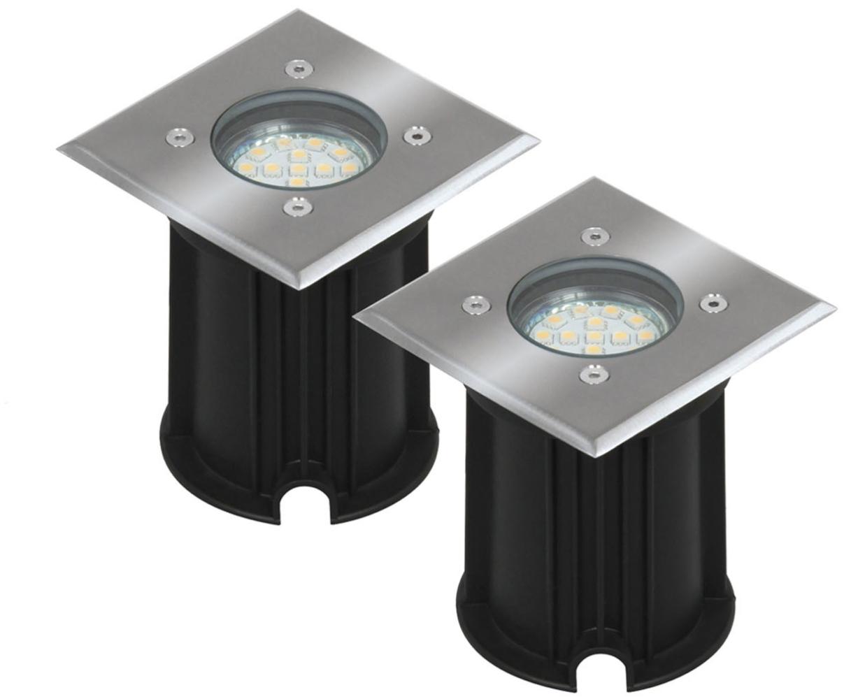 2er-Set LED-Bodeneinbaustrahler Outdoor, eckig, befahrbar, max 800 kg Last, IP65 Bild 1