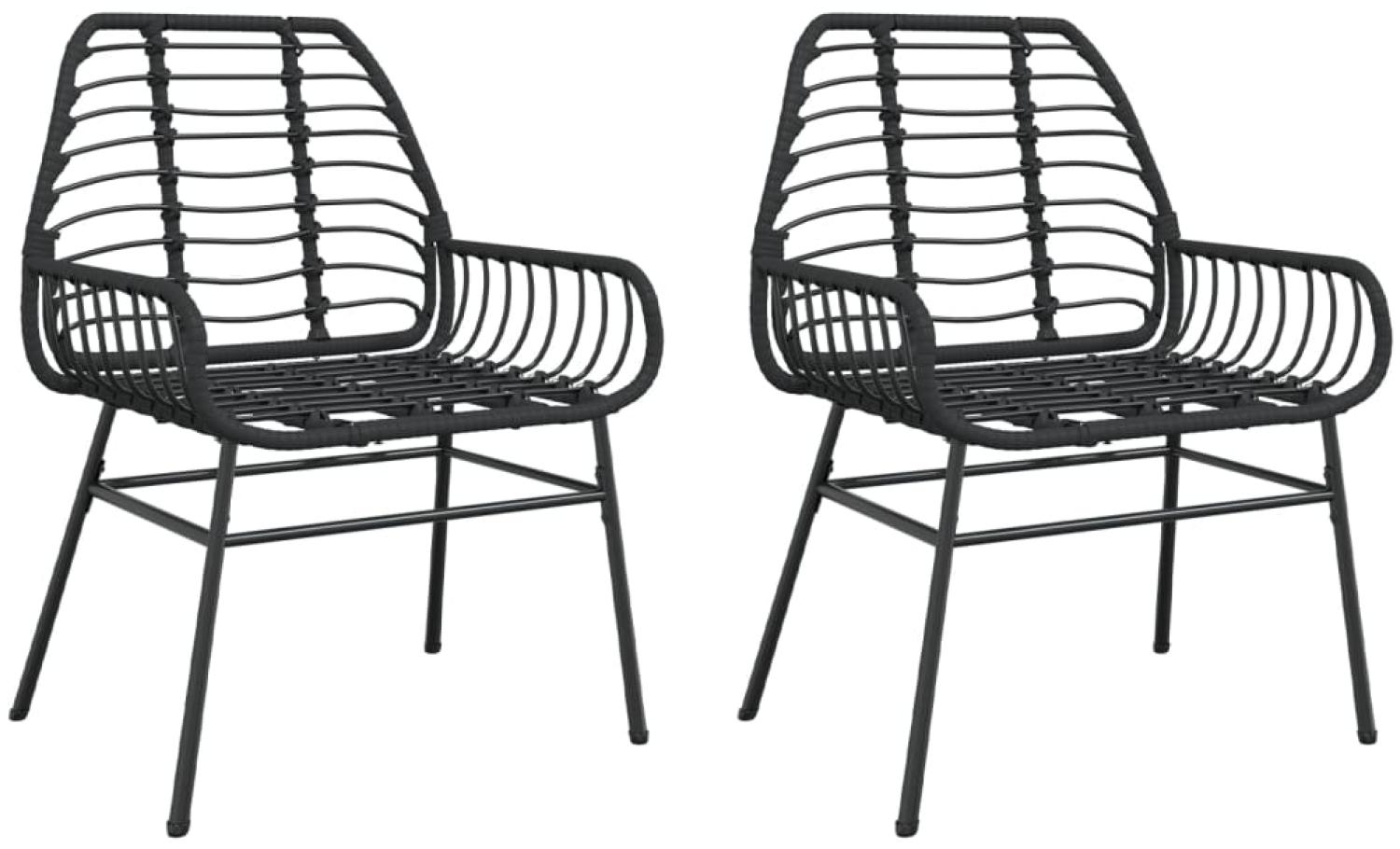 vidaXL Gartenstühle 2 Stk. Schwarz Poly Rattan 369091 Bild 1