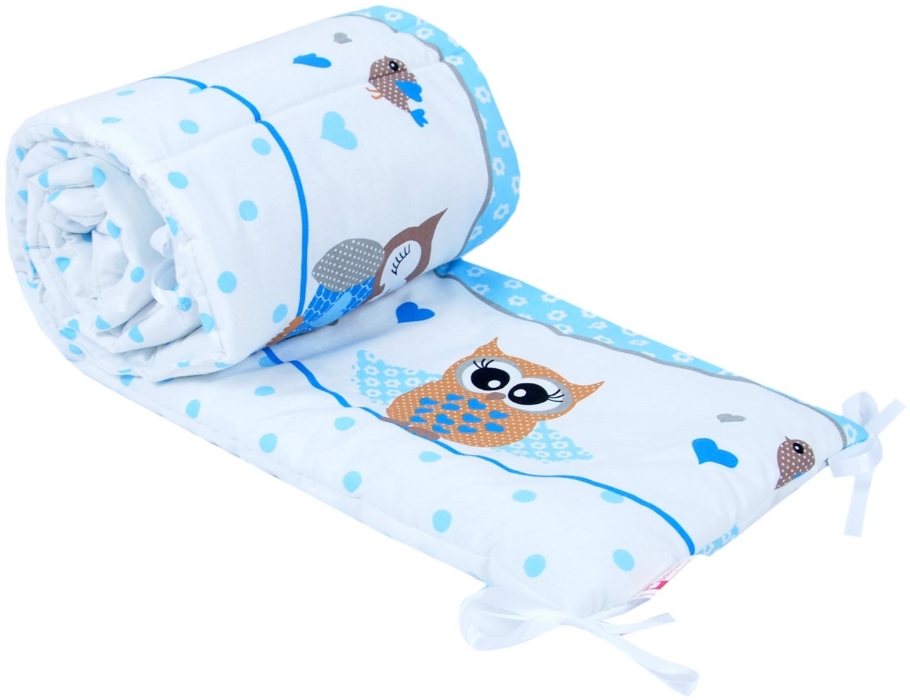 BabyLux Bettnestchen BABYLUX Bettumrandung NESTCHEN Bettnestchen 210x30 cm Babybett, 53. Eule Blau Nestchen Bild 1