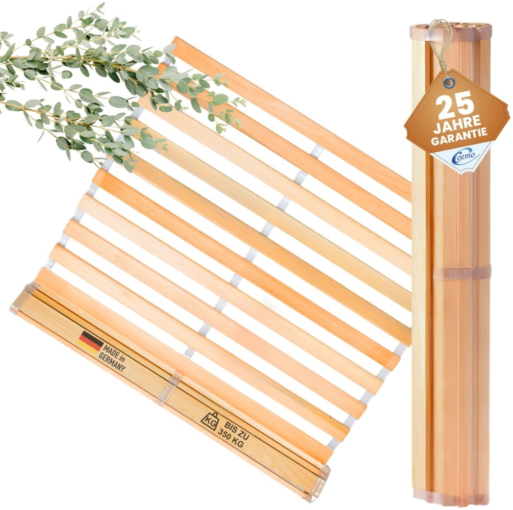 Coemo Rollrost 140 x 200 cm Rolllattenrost 19 massive Leisten Bild 1