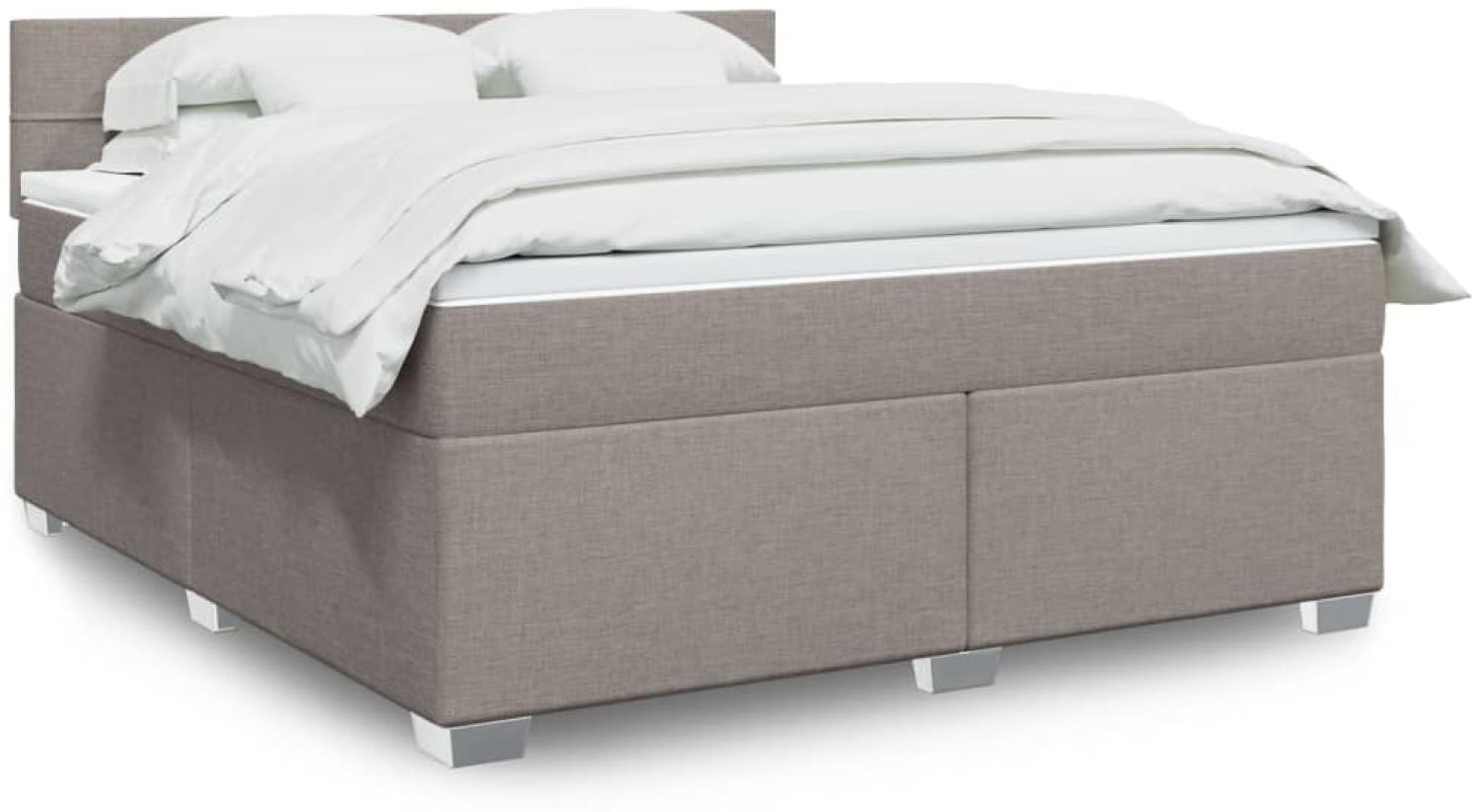 Boxspringbett mit Matratze, Stoff, Viereckige, grauer Fuß, Beige, 180 x 200 cm, false Bild 1