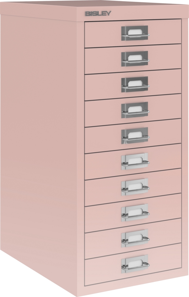 Bisley Multidrawer Schubladenschrank aus Metall mit 10 Schubladen DIN A4 ohne Sockel - Farbe: Pastellpink, L2910-620 Bild 1