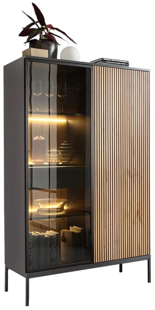 Mirjan24 'Sento' Vitrine, Holzwerkstoff schwarz / braun, 166 x 39 x 104 cm Bild 1