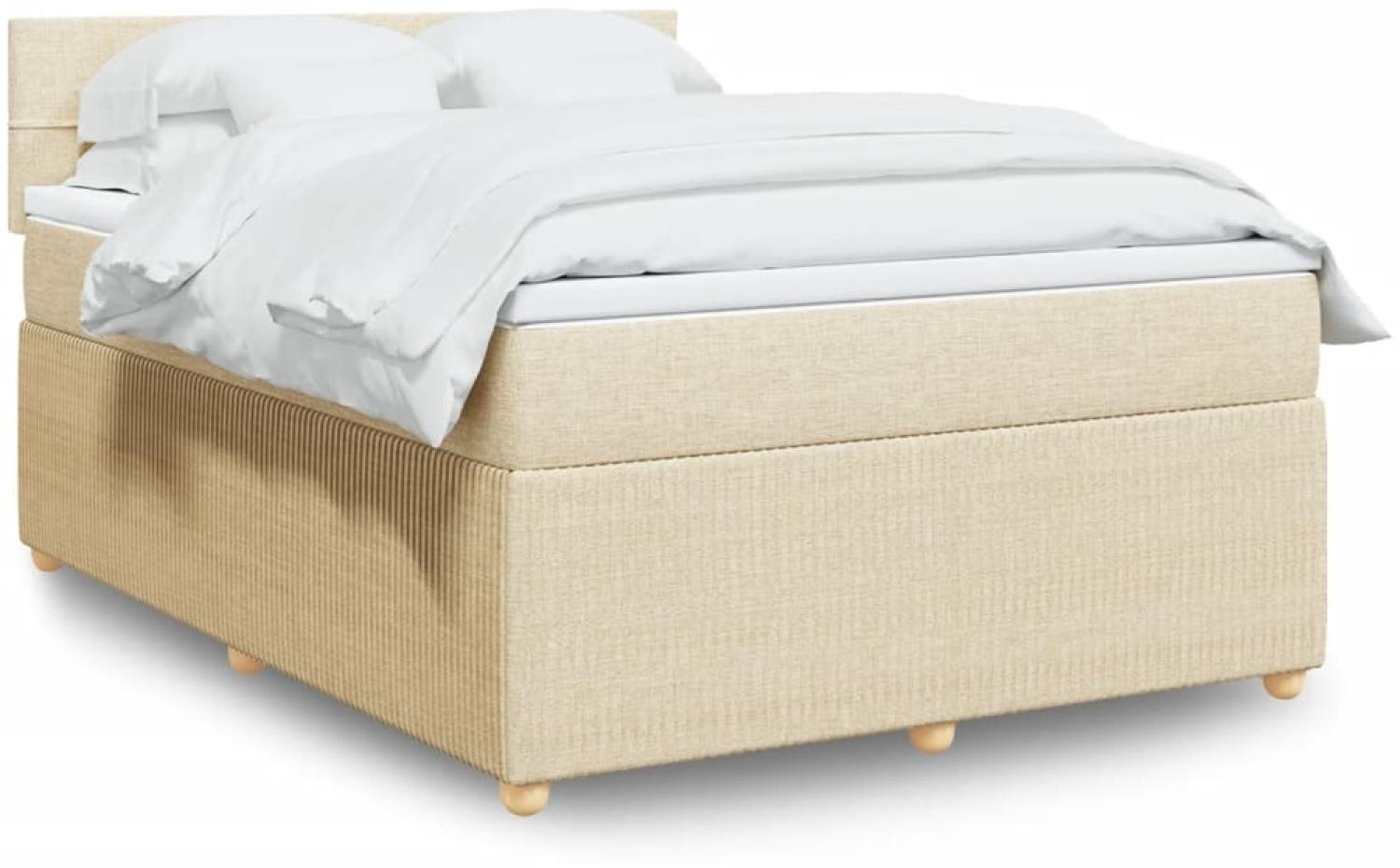 vidaXL Boxspringbett mit Matratze Creme 140x190 cm Stoff 3289756 Bild 1