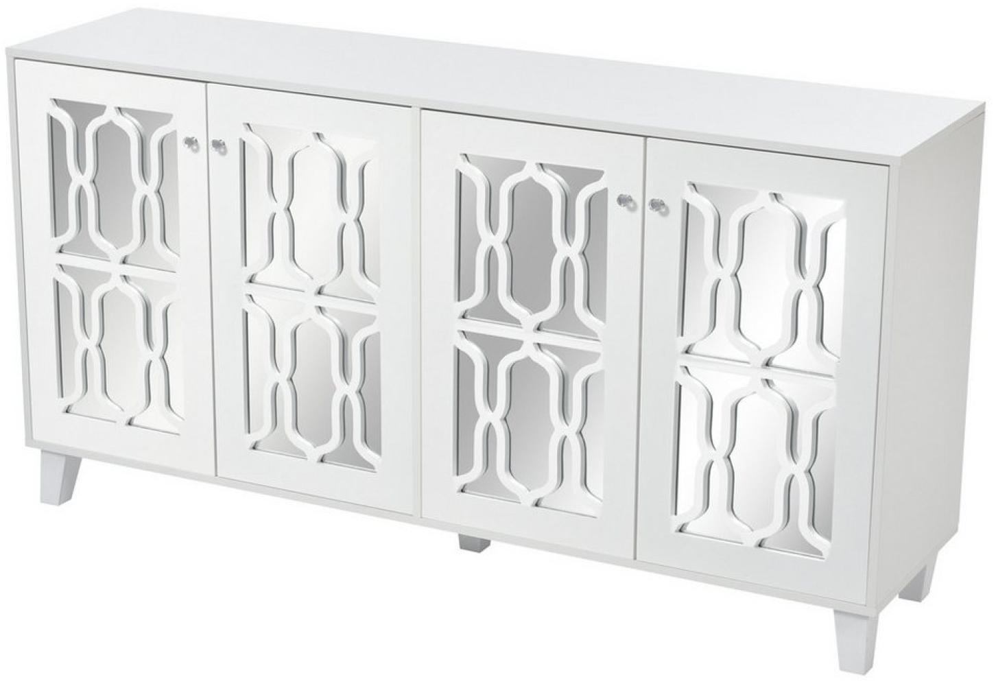 Merax Sideboard mit Spiegelelementen und geometrischem Trellis-Muster, Kommode mit Spiegelfront,Anrichte mit großem Stauraum,Breite:160cm Bild 1