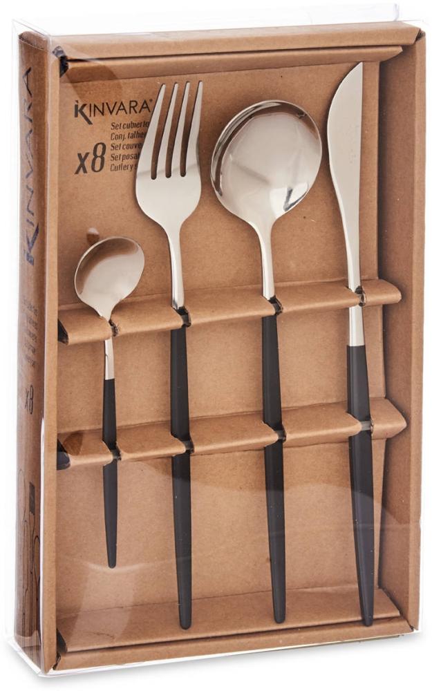 Besteck-Set Silberfarben Schwarz Edelstahl (8 Pcs) Bild 1