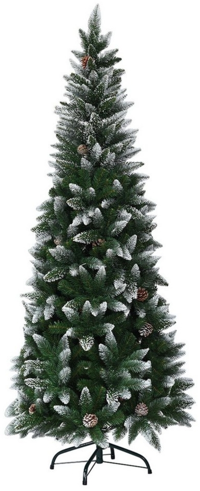 KOMFOTTEU Künstlicher Weihnachtsbaum, Schneebedeckter, 39 Kiefernzapfen Dekorationen, 220 cm Bild 1