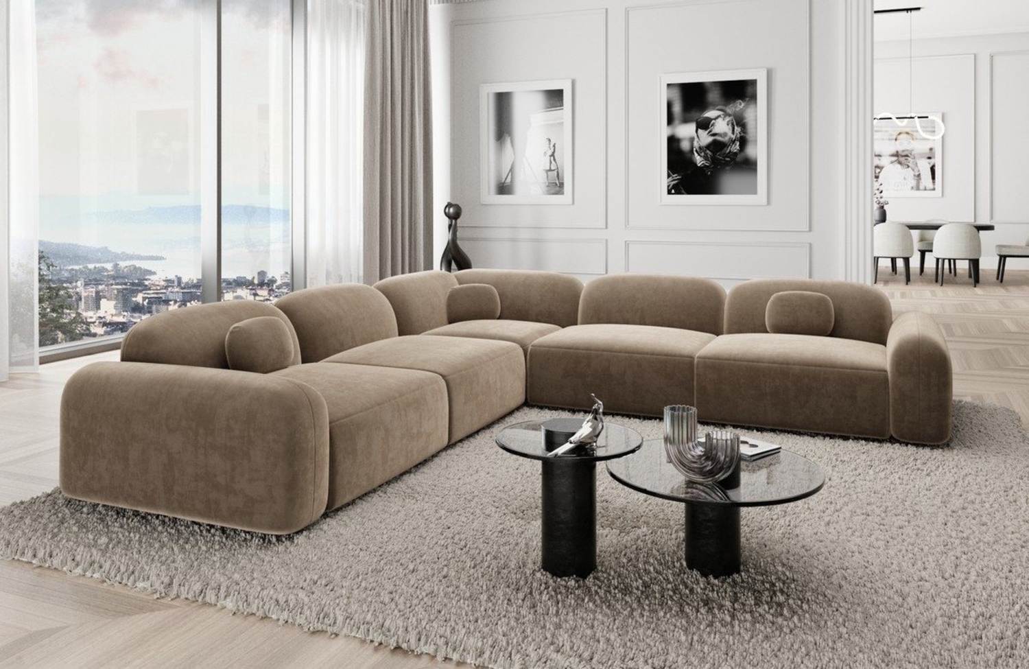 Sofa Dreams Ecksofa Stoff Eckcouch Polstersofa Luxus Eck Couch Barcelona L Form, Loungesofa Bild 1