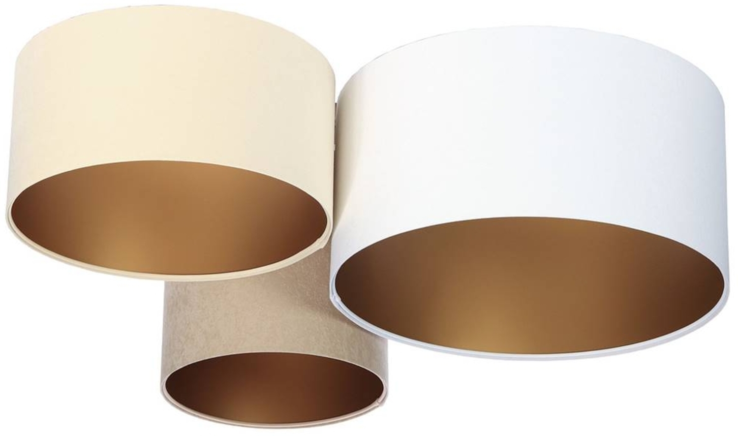 BPS Koncept 080-01-034 Deckenleuchte Trio weiß, creme, beige, gold 3 x E27 L:91cm H:30cm dimmbar Bild 1