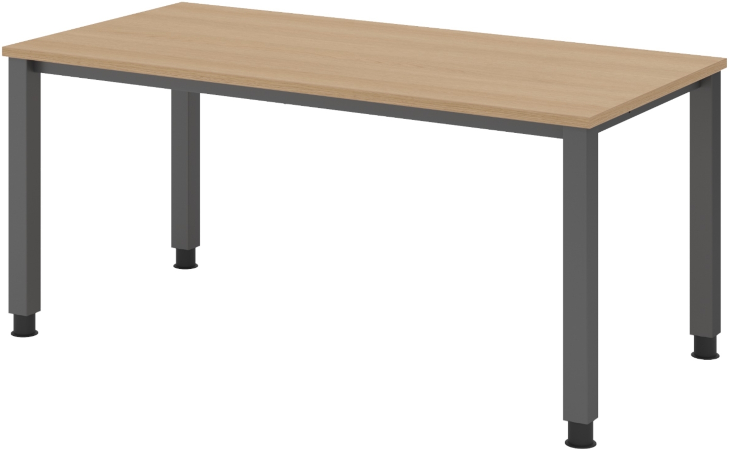bümö manuell höhenverstellbarer Schreibtisch 160x80 cm in Eiche, Metall-Gestell: Graphit - PC Tisch höhenverstellbar & belastbar bis 140 kg, Büro- und Computertisch, QS-16-E-G Bild 1