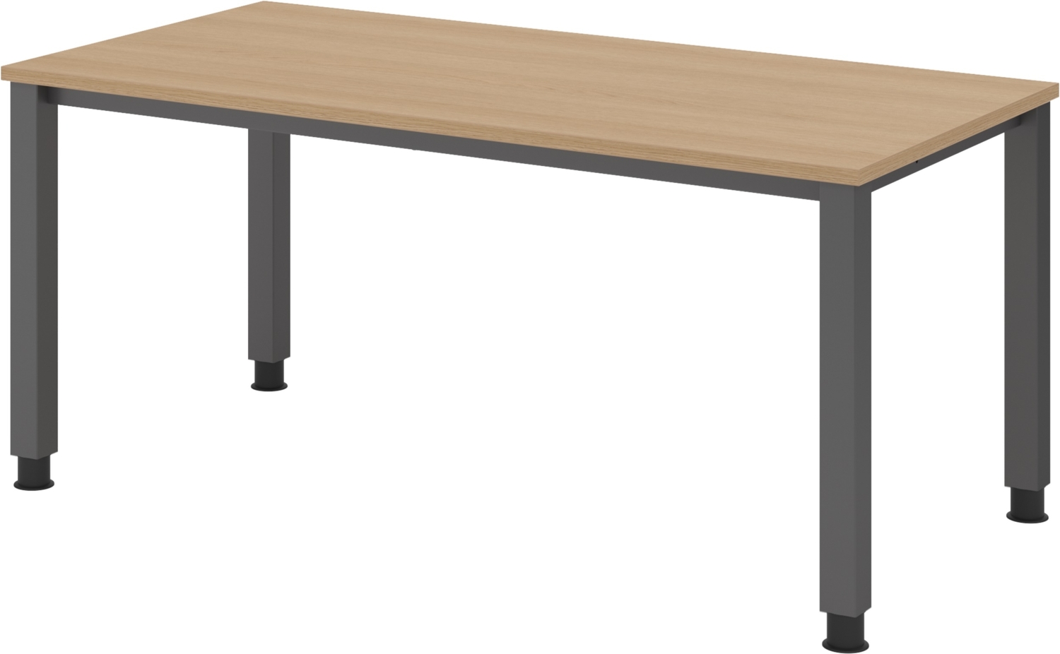 bümö manuell höhenverstellbarer Schreibtisch 160x80 cm in Eiche, Metall-Gestell: Graphit - PC Tisch höhenverstellbar & belastbar bis 140 kg, Büro- und Computertisch, QS-16-E-G Bild 1