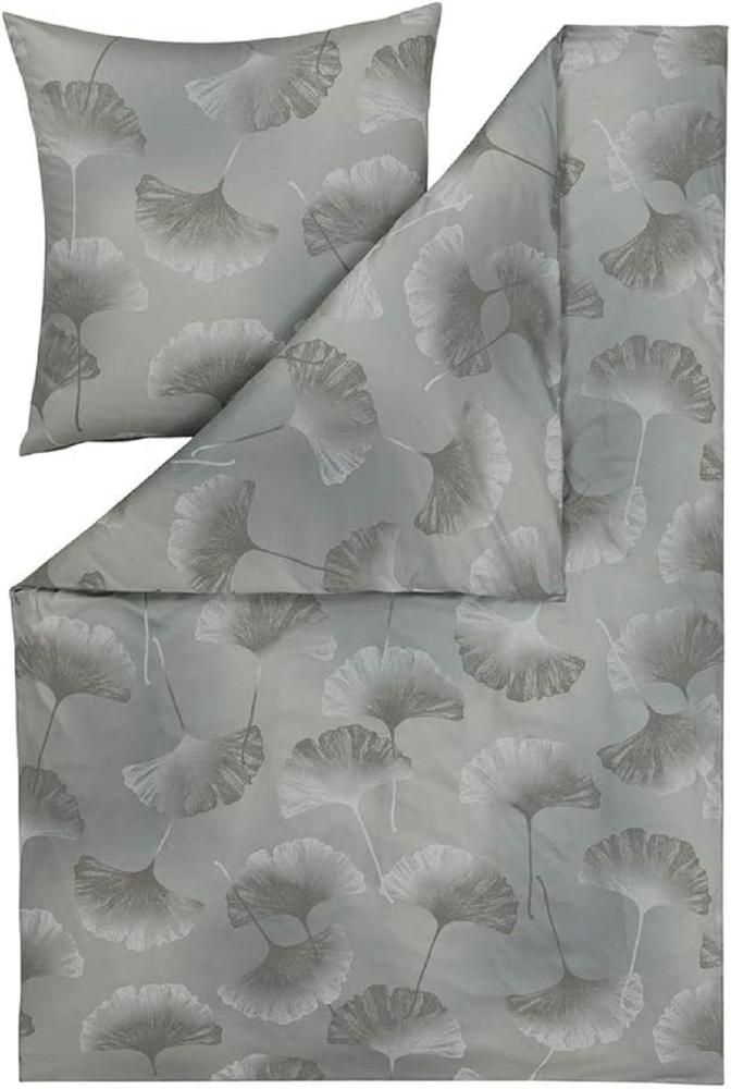 Estella Mako Jersey Bettwäsche 155x220 Isabella oliv Gingko Blätter 6862-540 Bild 1