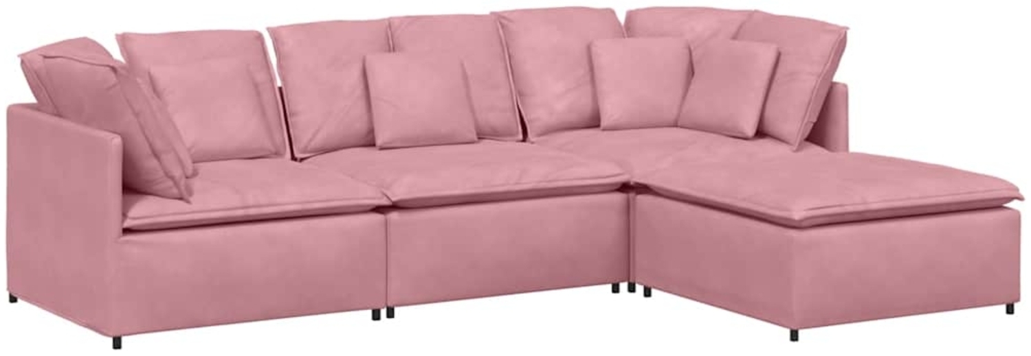 vidaXL Modulares Sofa mit Fußhocker Kissen Samt Rosa 3321312 Bild 1