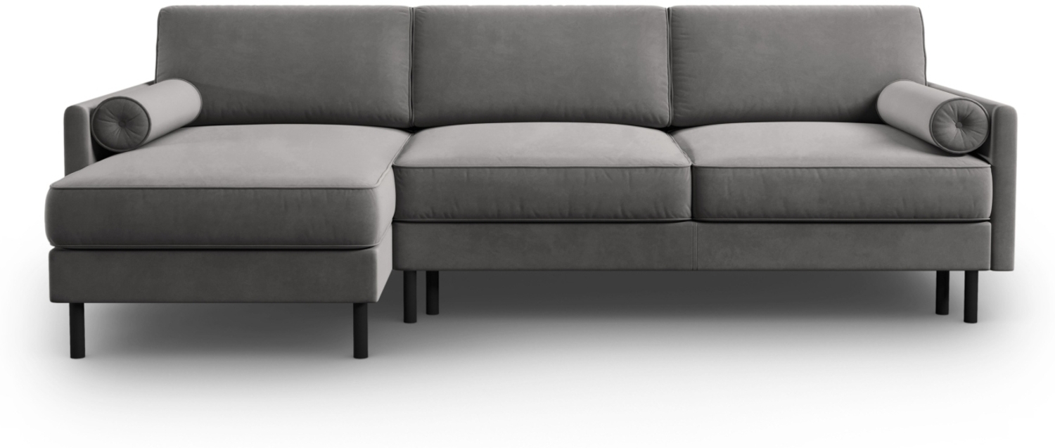 Micadoni Ecksofa Scott 5-Sitzer Samt Hellgrau Links 140x200 Bild 1