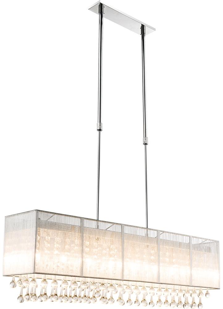 LED Hängeleuchte, Kristalle, Seide, silber, H 120 cm Bild 1