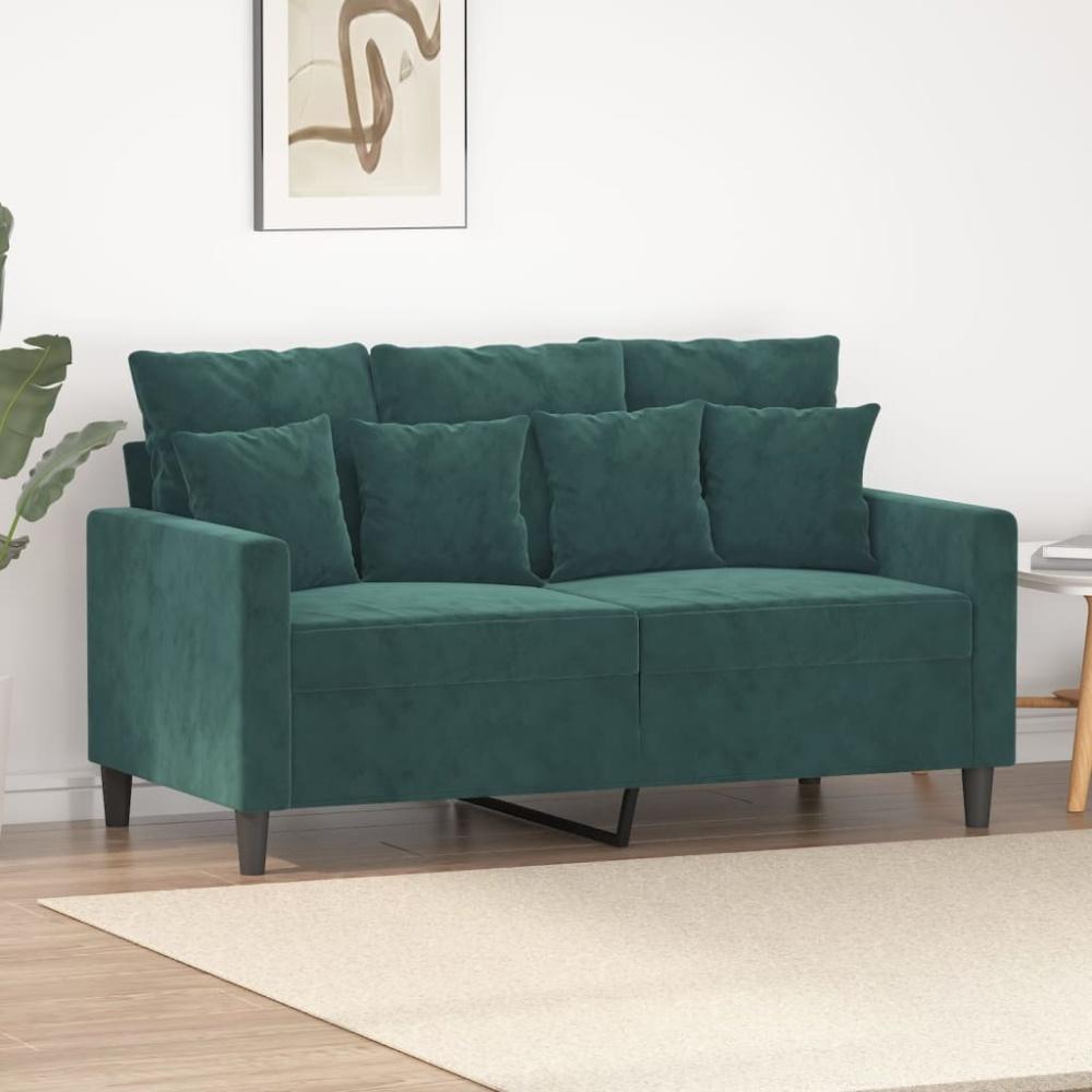 vidaXL 2-Sitzer-Sofa Dunkelgrün 120 cm Samt Bild 1