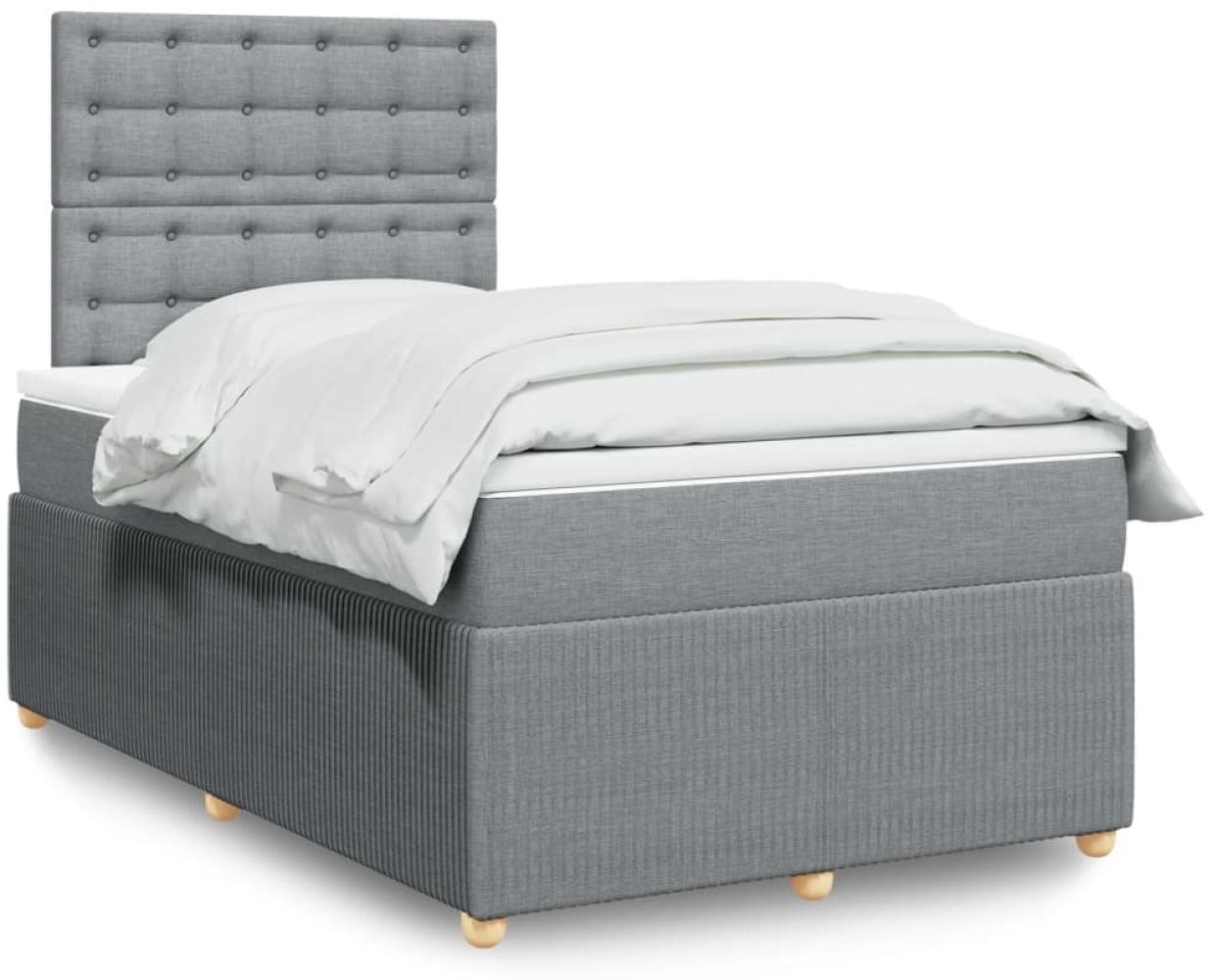 vidaXL Boxspringbett mit Matratze Hellgrau 120x190 cm Stoff 3294309 Bild 1