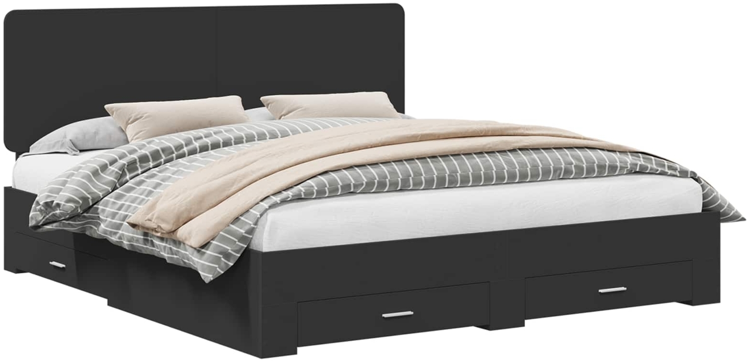 vidaXL Bettrahmen mit Kopfteil Schwarz 200x200 cm Holzwerkstoff 3412743 Bild 1
