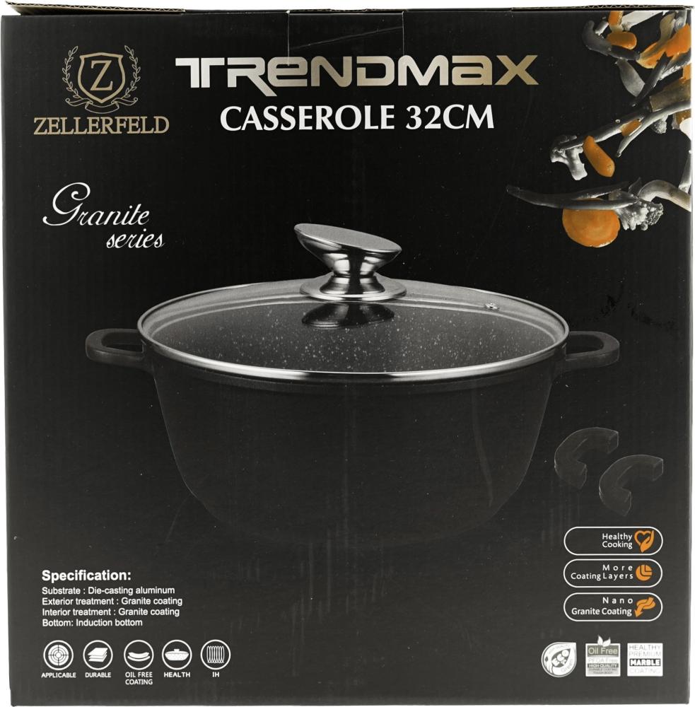 Trendmax Kochtopf Kasserolle Kochgeschirr mit Antihaftbeschichtung Induktion schwarz 32 cm Bild 1