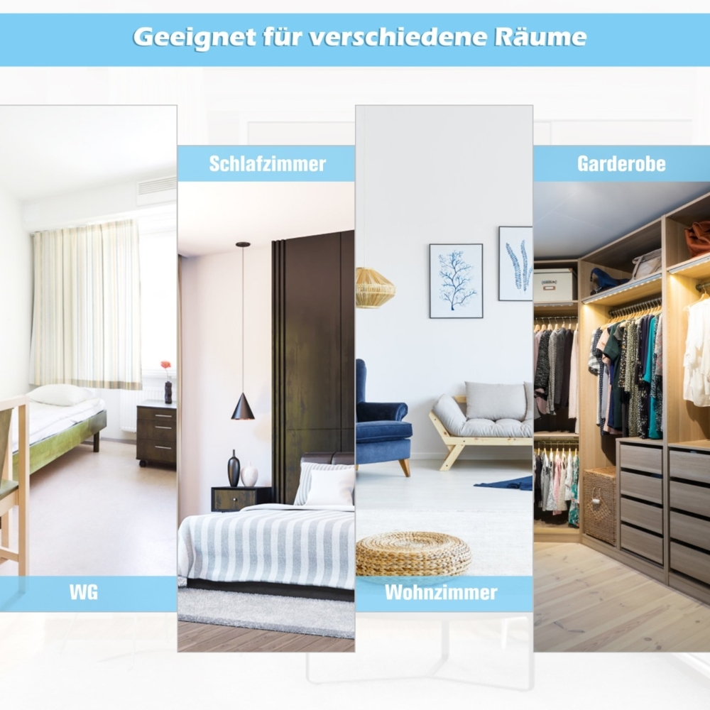 Spiegel in voller Länge Wandspiegel Türspiegel Ganzkörperspiegel Hängespiegel 36,5 x 1,5 x 107 cm Weiß Bild 1